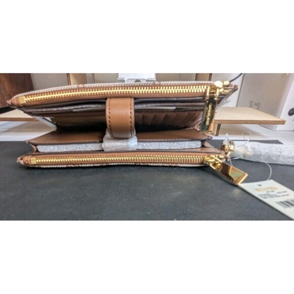 Michael Kors Jet Set Travel Double Zip Wristlet/Wallet- Natural/Luggage (Brown) - Picture 6 of 10